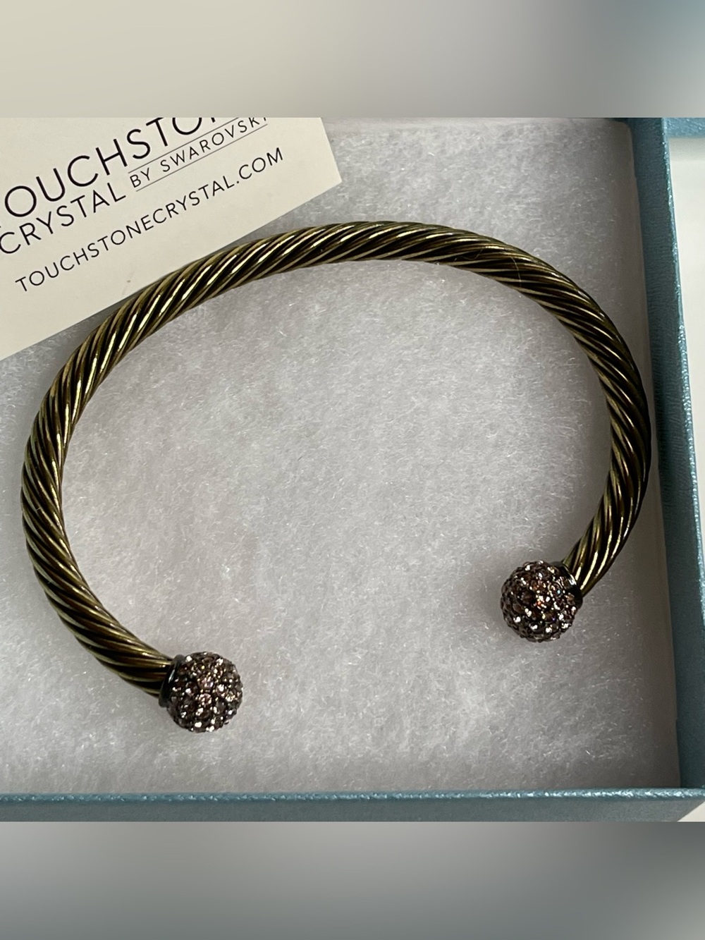 Touchstone By Swarovski Crystaldust Crystal Riviera - Cuff Golden Bracelet - NEW